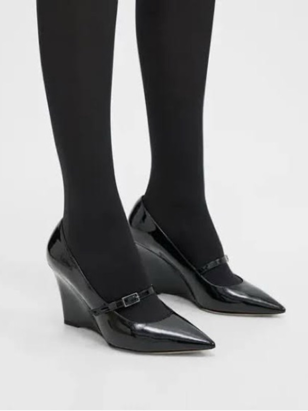 Theory Black Patent Mary Jane Wedges - NEW